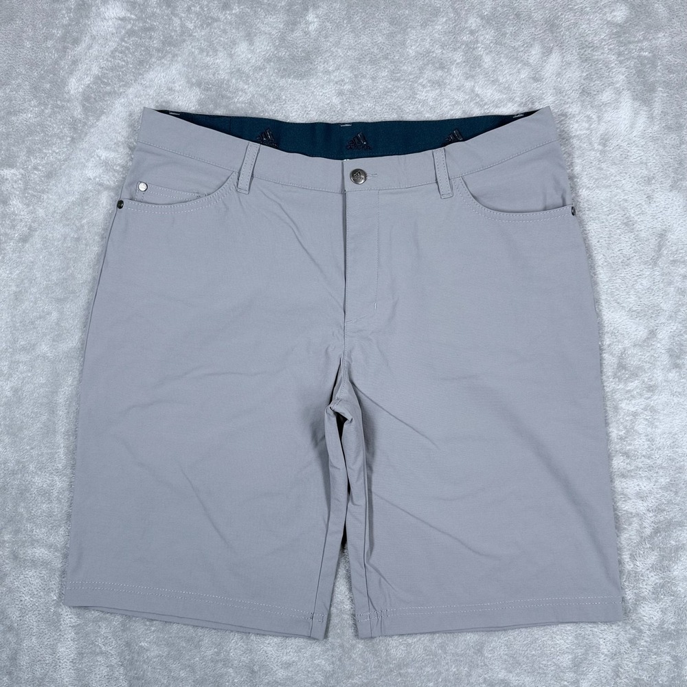 Adidas Golf Go To 5 Pocket Shorts Mens 34 Gray Primegreen Chino 10" Lightweight